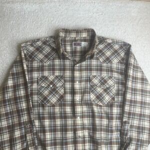 80s 90s Big Mac men's brown pearl snap western shirt work pocket vintage xl